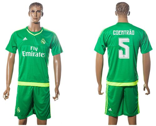 Real Madrid #5 Coentrao Green Goalkeeper Soccer Club Jersey