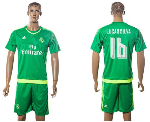 Real Madrid #16 Lucas Silva Green Goalkeeper Soccer Club Jersey