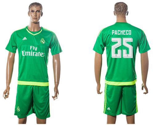Real Madrid #25 Pacheco Green Goalkeeper Soccer Club Jersey