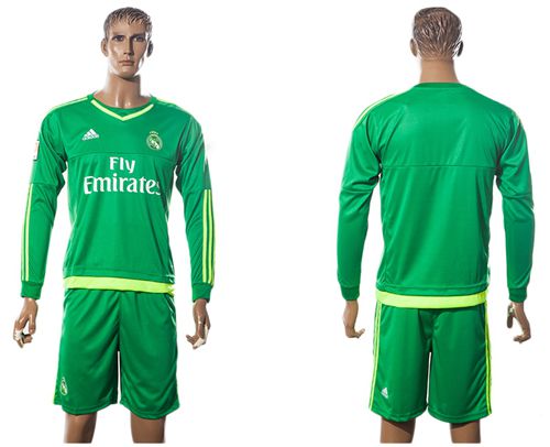 Real Madrid Blank Green Goalkeeper Long Sleeves Soccer Club Jersey