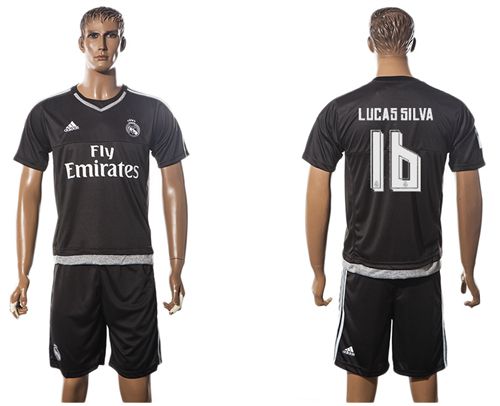 Real Madrid #16 Lucas Silva Black Goalkeeper Soccer Club Jersey