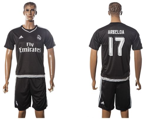 Real Madrid #17 Arbeloa Black Goalkeeper Soccer Club Jersey