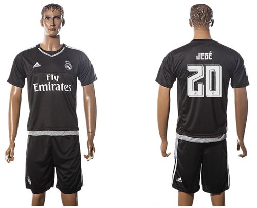 Real Madrid #20 Jese Black Goalkeeper Soccer Club Jersey