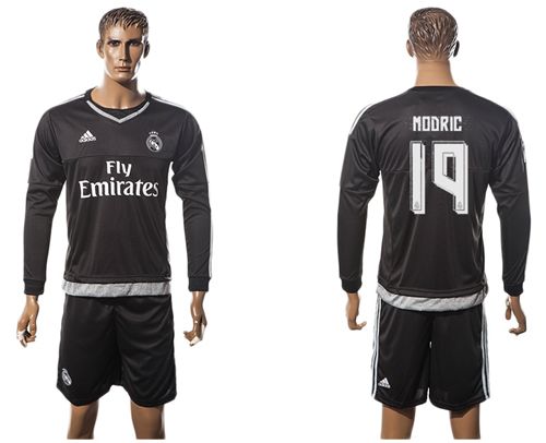 Real Madrid #19 Modric Black Goalkeeper Long Sleeves Soccer Club Jersey