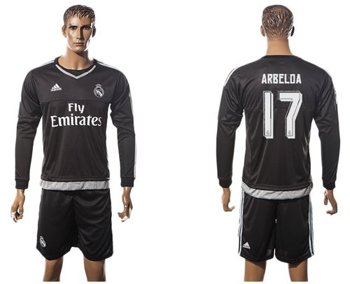 Real Madrid #17 Arbeloa Black Goalkeeper Long Sleeves Soccer Club Jersey