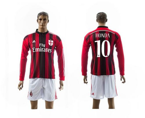 AC Milan #10 Honda Home Long Sleeves Soccer Club Jersey