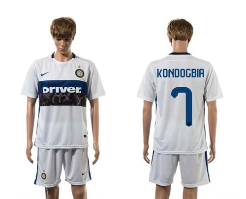 Inter Milan #7 Kondogbia White Away Soccer Club Jersey