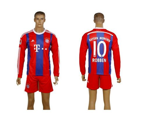 Bayern Munchen #10 Robben Home Long Sleeves Soccer Club Jersey