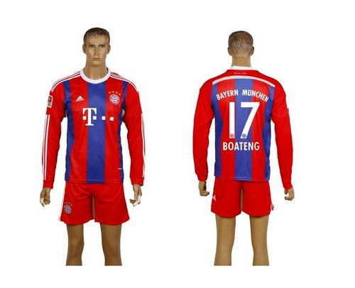 Bayern Munchen #17 Boateng Home Long Sleeves Soccer Club Jersey