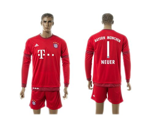 Bayern Munchen #1 Neuer Home Long Sleeves Soccer Club Jersey