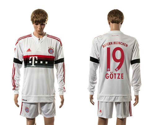 Bayern Munchen #19 Gotze Away Long Sleeves Soccer Club Jersey