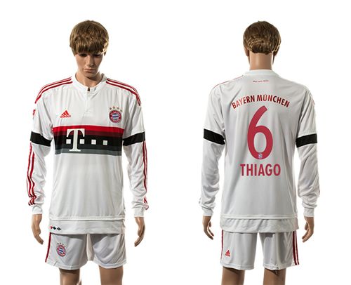 Bayern Munchen #6 Thiago Away Long Sleeves Soccer Club Jersey