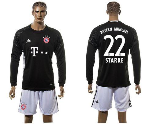 Bayern Munchen #22 Starke Goalkeeper Black Long Sleeves Soccer Club Jersey