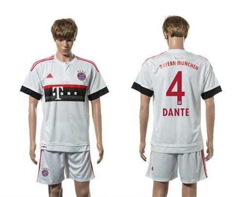 Bayern Munchen #4 Dante Away (White Shorts) Soccer Club Jersey