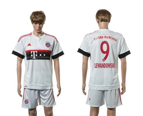 Bayern Munchen #9 Lewandowski Away (White Shorts) Soccer Club Jersey