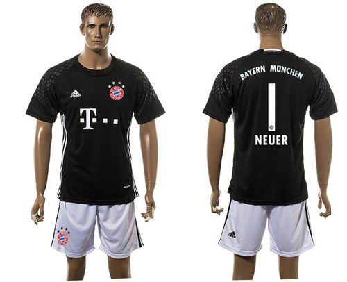 Bayern Munchen #1 Neuer Goalkeeper Black Soccer Club Jersey
