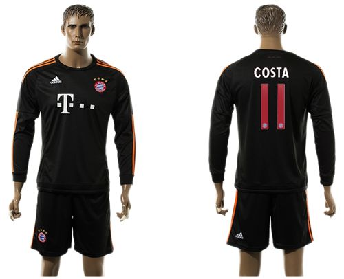 Bayern Munchen #11 Costa Black Long Sleeves Soccer Club Jersey