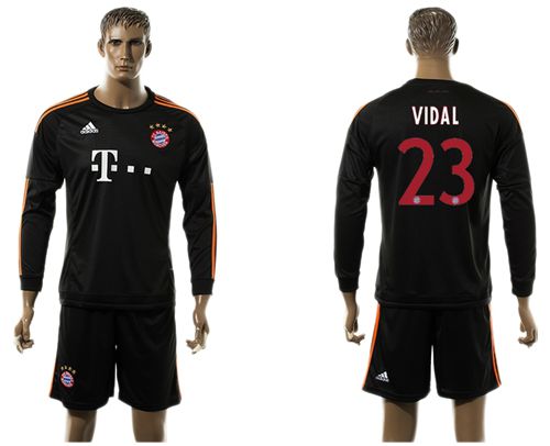 Bayern Munchen #23 Vidal Black Long Sleeves Soccer Club Jersey