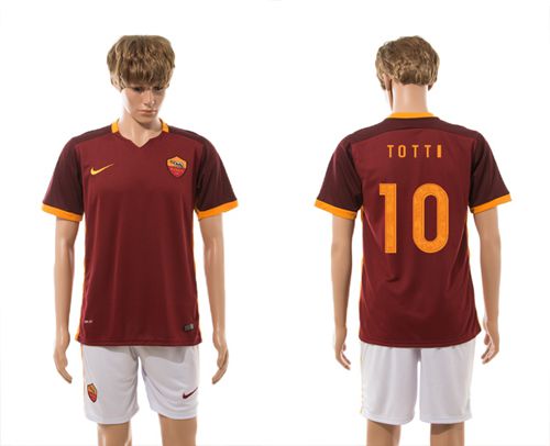 Roma #10 Totti Red Home Soccer Club Jersey