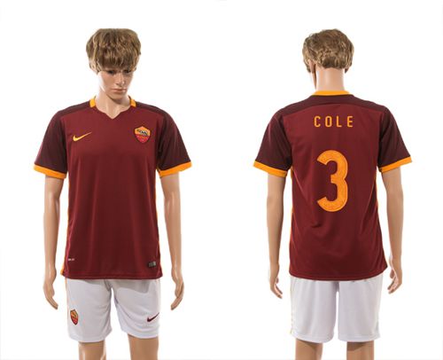 Roma #3 Cole Red Home Soccer Club Jersey