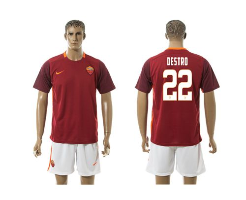 Roma #22 Destro Red Home Soccer Club Jersey