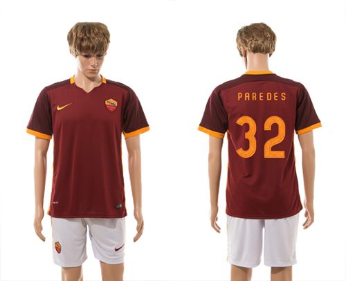 Roma #32 Paredes Red Home Soccer Club Jersey