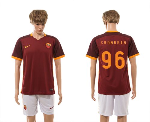Roma #96 Sanabria Red Home Soccer Club Jersey
