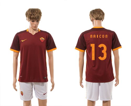 Roma #13 Maicon Red Home Soccer Club Jersey