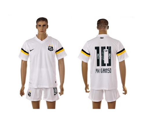 Santos #10 PH Ganso White Home Soccer Club Jersey