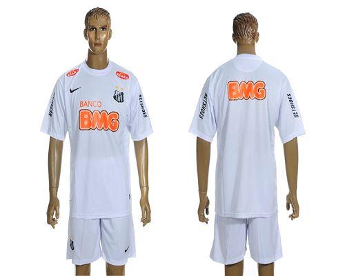 Santos Blank White & Orange Font Home Soccer Club Jersey