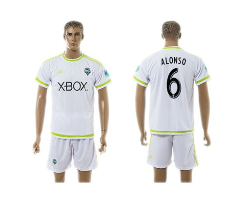 Seattle Sounders #6 Alonso White Soccer Club Jersey