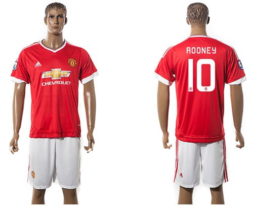 Manchester United #10 Rooney UEFA Champions Red Home Soccer Club Jersey
