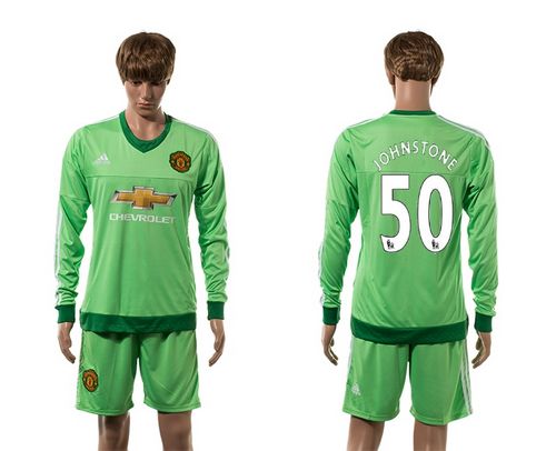 Manchester United #50 Johnstone Green Goalkeeper Long Sleeves Soccer Club Jersey