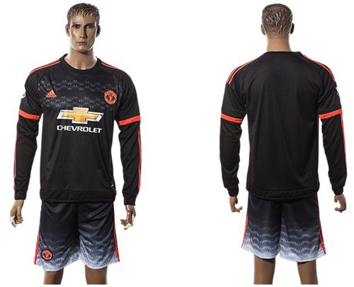 Manchester United Blank Black Long Sleeves Soccer Club Jersey