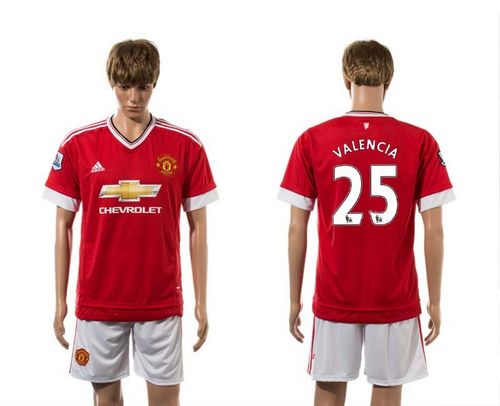 Manchester United #25 Valencia Red Home Soccer Club Jersey