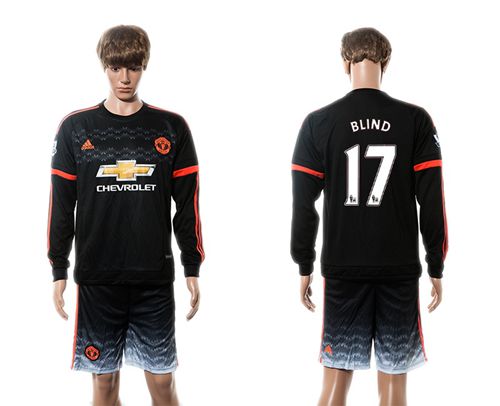 Manchester United #17 Blind Black Long Sleeves Soccer Club Jersey