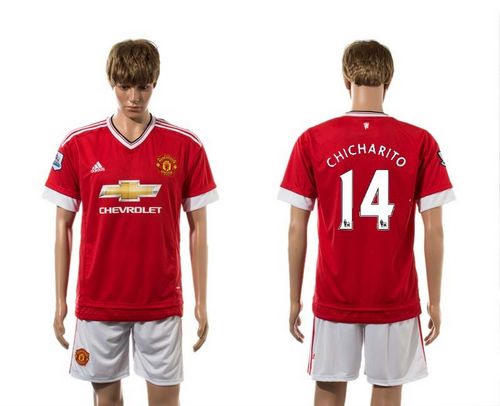 Manchester United #14 Chicharito Red Home Soccer Club Jersey