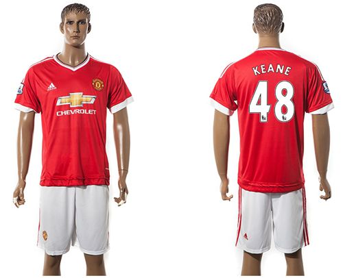 Manchester United #48 Keane Red Home Soccer Club Jersey