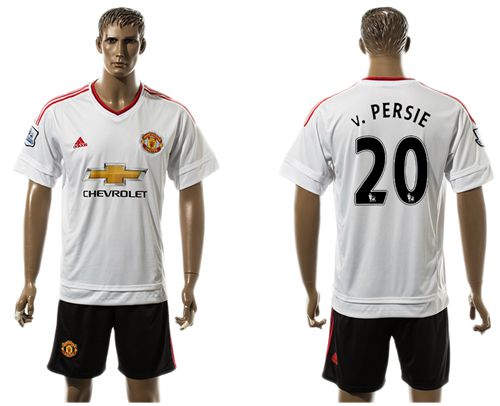 Manchester United #20 v.Persie White Away Soccer Club Jersey