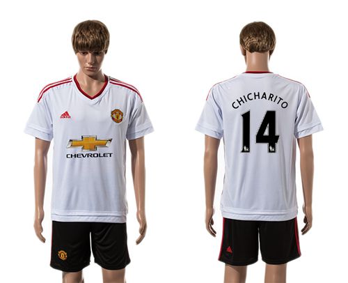 Manchester United #14 Chicharito White Away Soccer Club Jersey
