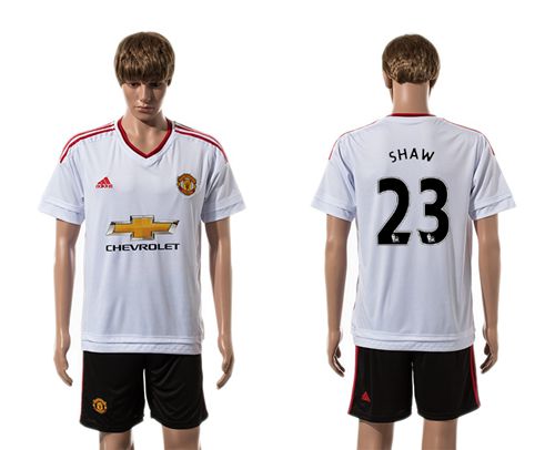 Manchester United #23 Shaw White Away Soccer Club Jersey
