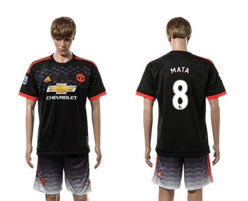 Manchester United #8 Mata Black Soccer Club Jersey