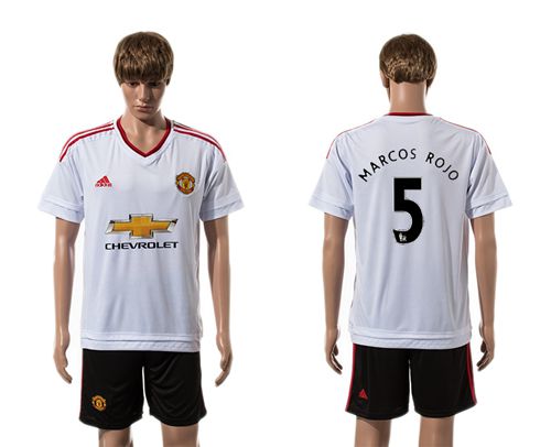 Manchester United #5 Marcos Rojo White Away Soccer Club Jersey