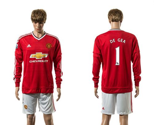 Manchester United #1 DE GEA Red Home Long Sleeves Soccer Club Jersey