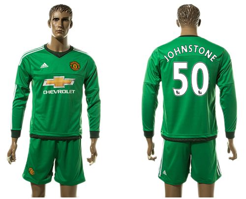 Manchester United #50 Johnstone Green Long Sleeves Soccer Club Jersey