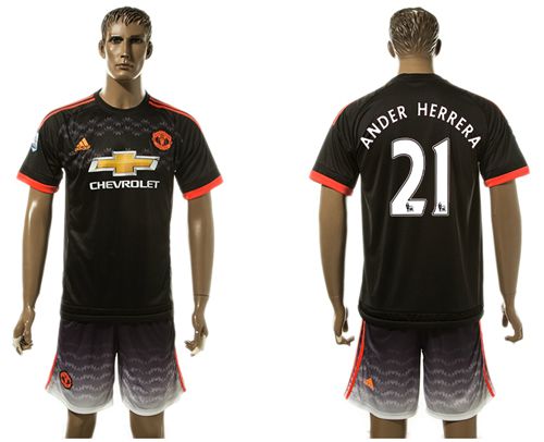 Manchester United #21 Ander Herrera Black Soccer Club Jersey
