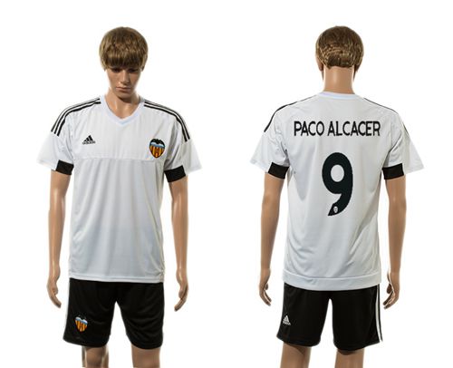 Valencia #9 Paco Alcacer Home Soccer Club Jersey