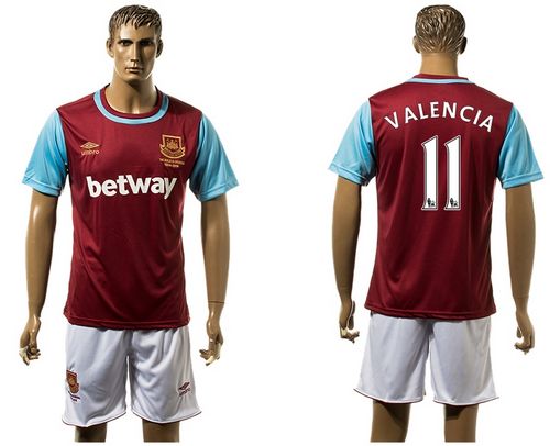 West Ham United #11 Valencia Home Soccer Club Jersey