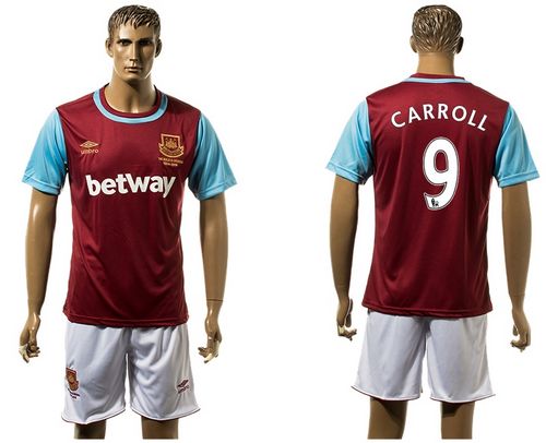 West Ham United #9 Carroll Home Soccer Club Jersey