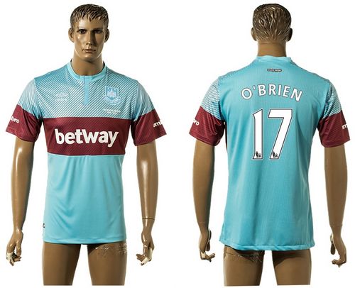 West Ham United #17 O'Brien  Away Soccer Club Jersey